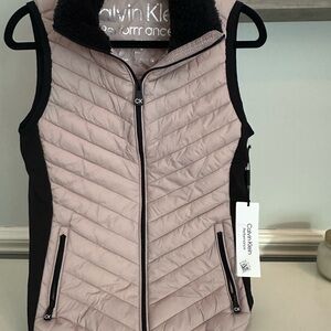 Brand New With Tags! Calvin Klein Pink and Black Quilted Vest